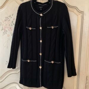 Talbots Black Cardigan with Gold Buttons